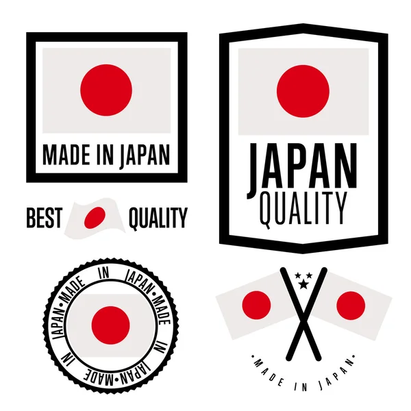 Set di etichette Made in Japan. Bandiera nazionale vettoriale — Vettoriale Stock