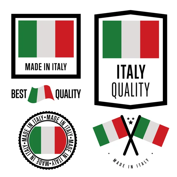 Gemaakt in Italië label set. Vector nationale vlag — Stockvector