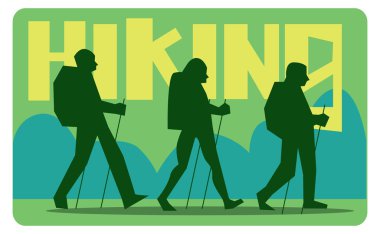 Siluetleri turist, hiking.