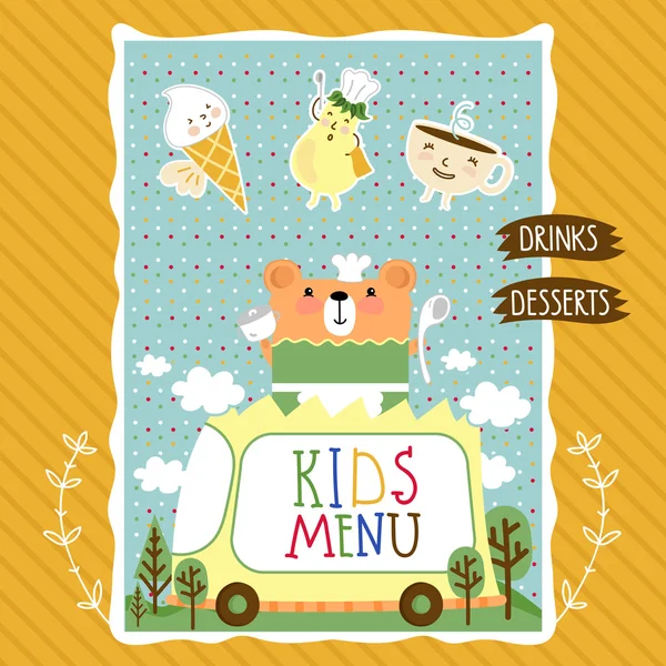Modelo de bitmap de menu de refeição infantil colorido — Fotografia de Stock