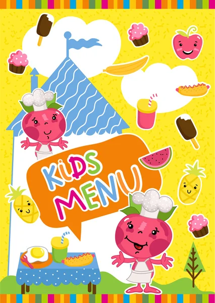 Modèle bitmap de menu de repas coloré pour enfants — Photo