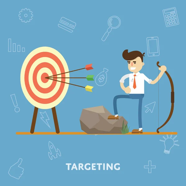 Konzept der Zielsetzung und des richtigen Targeting — Stockvektor