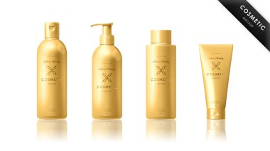 Gerçekçi şişe küme. Kozmetik markası şablonu