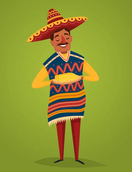 Мексиканець в національному костюмі з кукурудзи, векторні — стоковий вектор