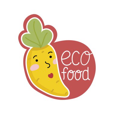 Organik gıda etiketi. Vegan yemek listesi ya da yemek için logo.