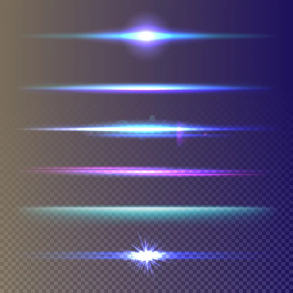 Conjunto de estrellas de efecto de luz brillante estallar — Vector de stock