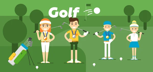 Equipo de golf galardonado con medallas — Archivo Imágenes Vectoriales