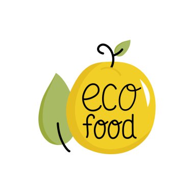 Organik gıda etiketi. Vegan yemek listesi ya da yemek için logo.