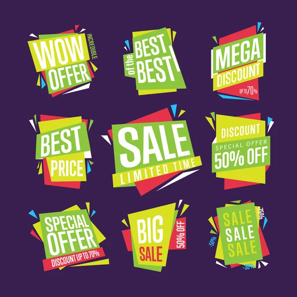 Sale banner vector isolated set — Stock Vector