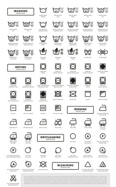 Laundry washing symbols icon set, vector illustration clipart