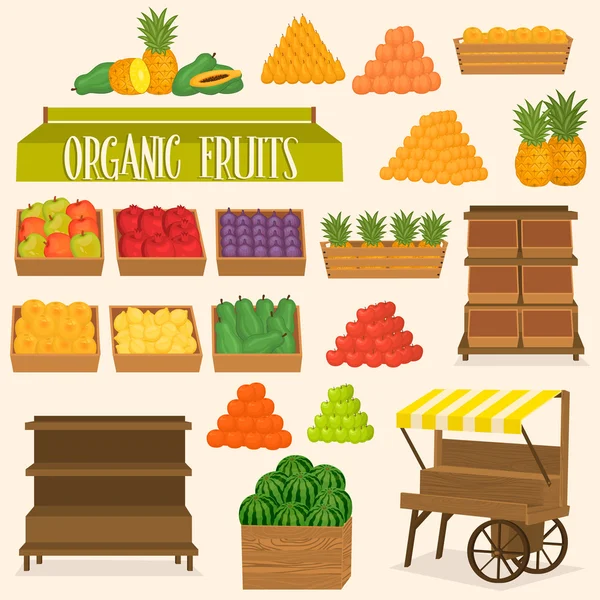 Set per mercatini della frutta . — Vettoriale Stock