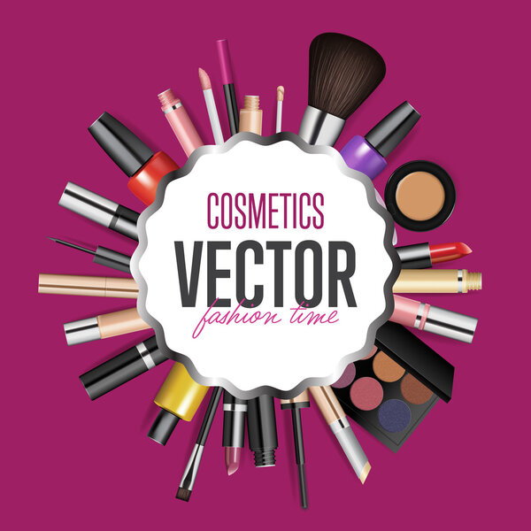Макияж косметические инструменты. Мода векторный фон
.