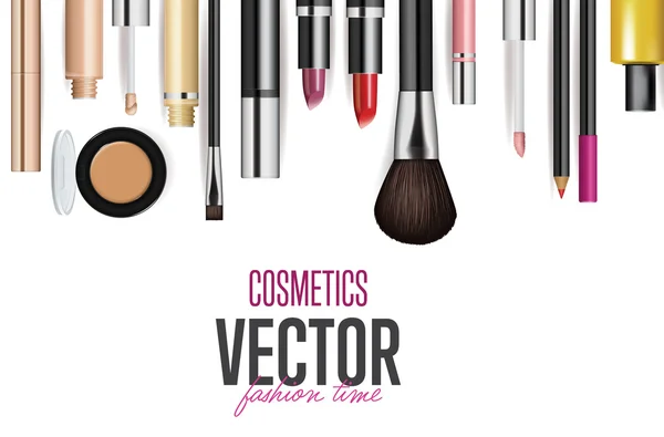 Maquillaje herramientas cosméticas. Moda vector fondo . — Archivo Imágenes Vectoriales