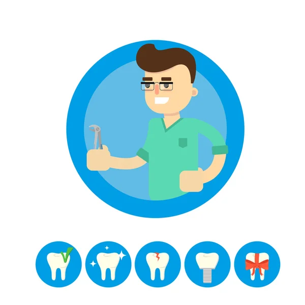 Zahnarzt mit Zahn, Vektorabbildung — Stockvektor