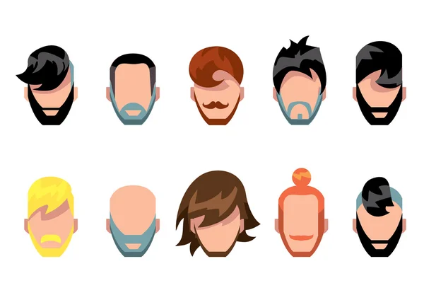 Set de bigote, barba y peinado — Vector de stock