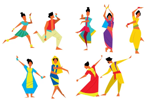 Dançarinos indianos ilustração vetorial — Vetor de Stock