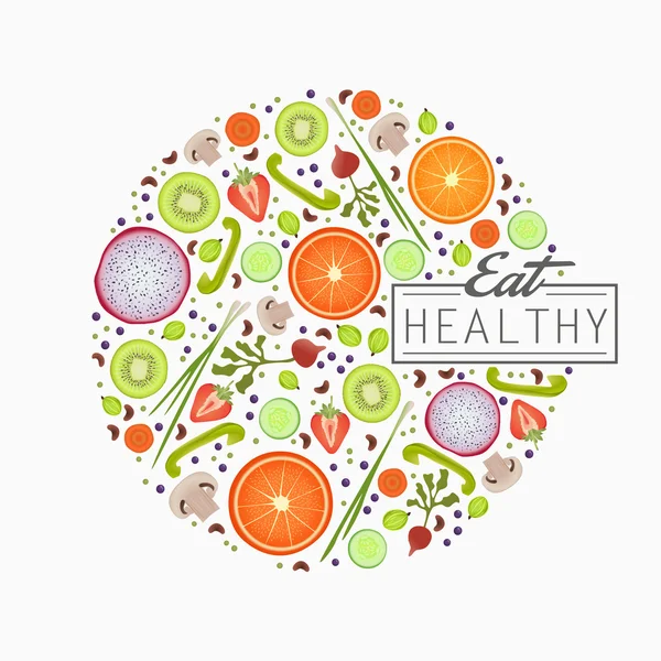 Healthy food background of fresh vegetable, vector — Stock Vector