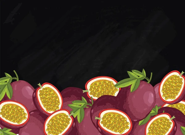 Composición de la fruta de la pasión en pizarra, trama —  Fotos de Stock