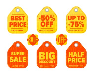 Satılık etiket izole vektör kümesi