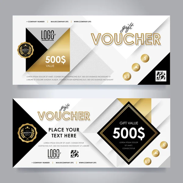 Modelo de voucher de presente de ouro, layout vetorial —  Vetores de Stock