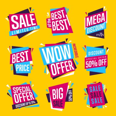 Satışı büyük başlığı vektör izole seti