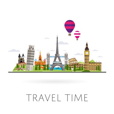 Dünya seyahat. Anıt kavramı. Araba yolculuğu.