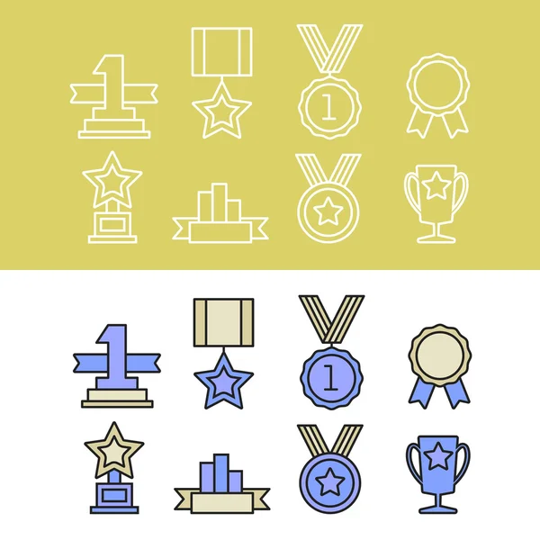Medaile a vítěz sada ikon. — Stockový vektor
