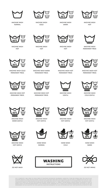 Lavandería símbolos de lavado icono conjunto — Archivo Imágenes Vectoriales