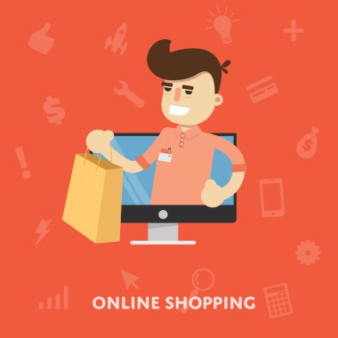 Adam dizüstü kredi kartı ile online alış-veriş yapar