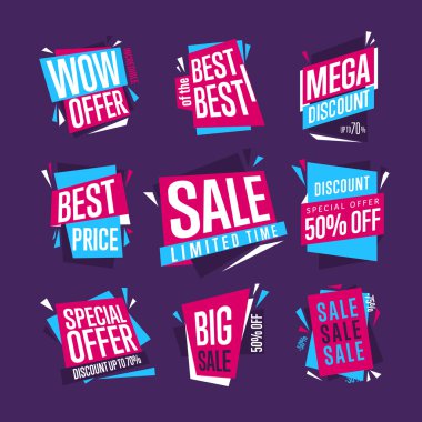 Satışı büyük başlığı vektör izole seti