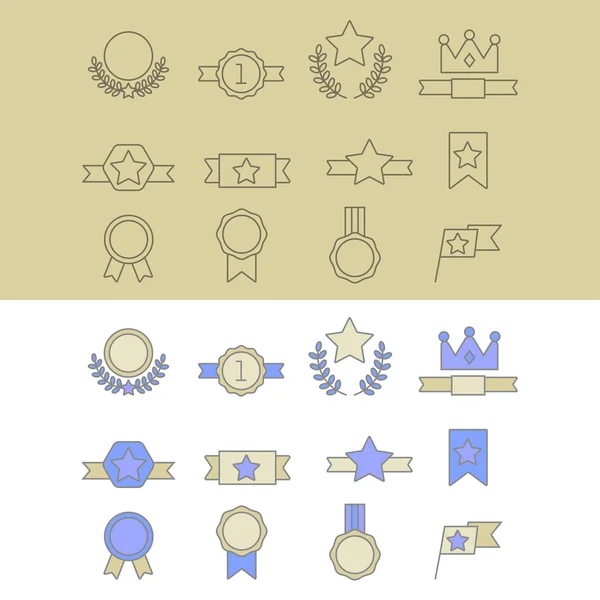 Conjunto de iconos de medalla y ganador . — Vector de stock