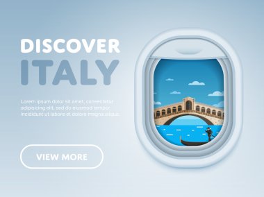 Uçakla seyahat. Pencereyi simge yapılar.