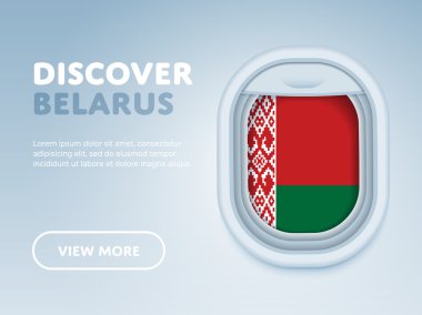 Uçakla seyahat. Düz vektör tasarım afişi.