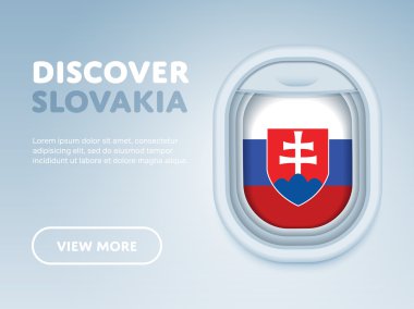 Uçakla seyahat. Düz vektör tasarım afişi.