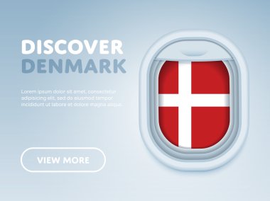 Uçakla seyahat. Düz vektör tasarım afişi.