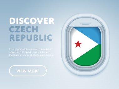 Uçakla seyahat. Düz vektör tasarım afişi.