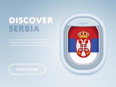 Uçakla seyahat. Düz vektör tasarım afişi.