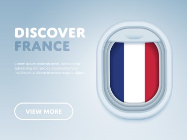 Uçakla seyahat. Düz vektör tasarım afişi.