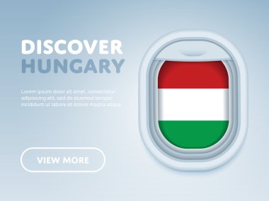 Uçakla seyahat. Düz vektör tasarım afişi.