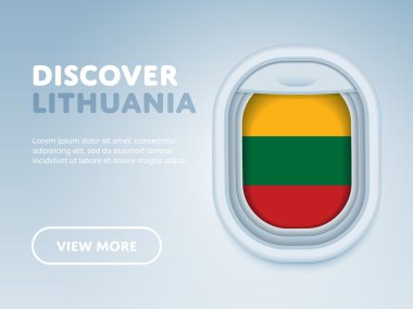 Uçakla seyahat. Düz vektör tasarım afişi.