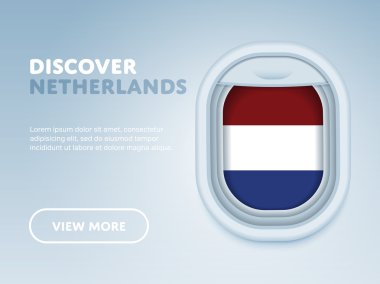 Uçakla seyahat. Düz vektör tasarım afişi.