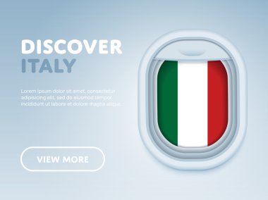 Uçakla seyahat. Düz vektör tasarım afişi.