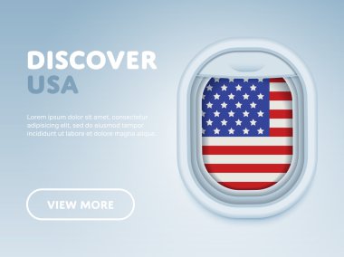 Uçakla seyahat. Düz vektör tasarım afişi.