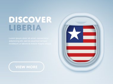 Uçakla seyahat. Düz vektör tasarım afişi.