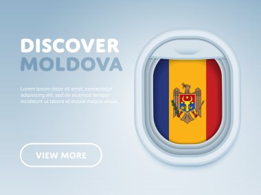 Uçakla seyahat. Düz vektör tasarım afişi.