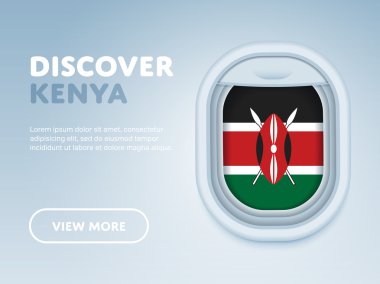 Uçakla seyahat. Düz vektör tasarım afişi.