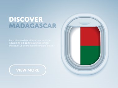 Uçakla seyahat. Düz vektör tasarım afişi.