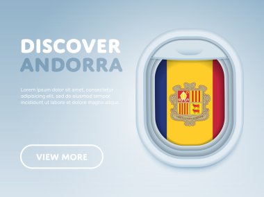 Uçakla seyahat. Düz vektör tasarım afişi.