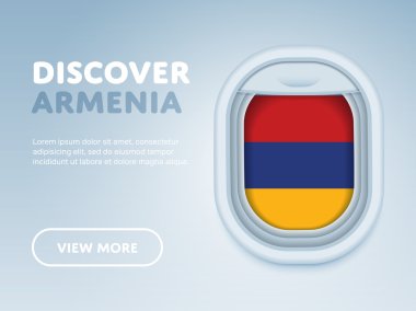 Uçakla seyahat. Düz vektör tasarım afişi.