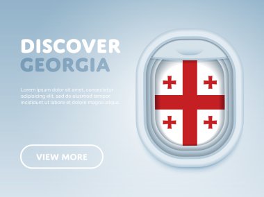 Uçakla seyahat. Düz vektör tasarım afişi.